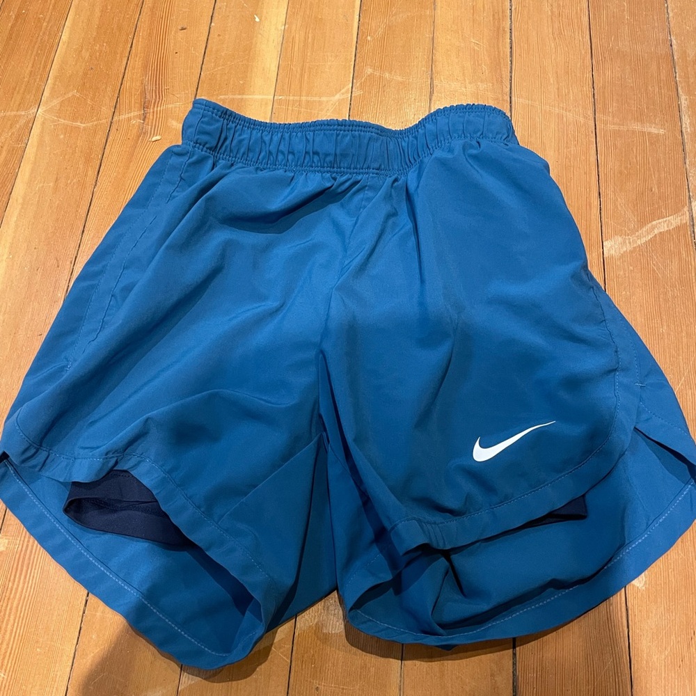 Nike blue shorts with spanks inside